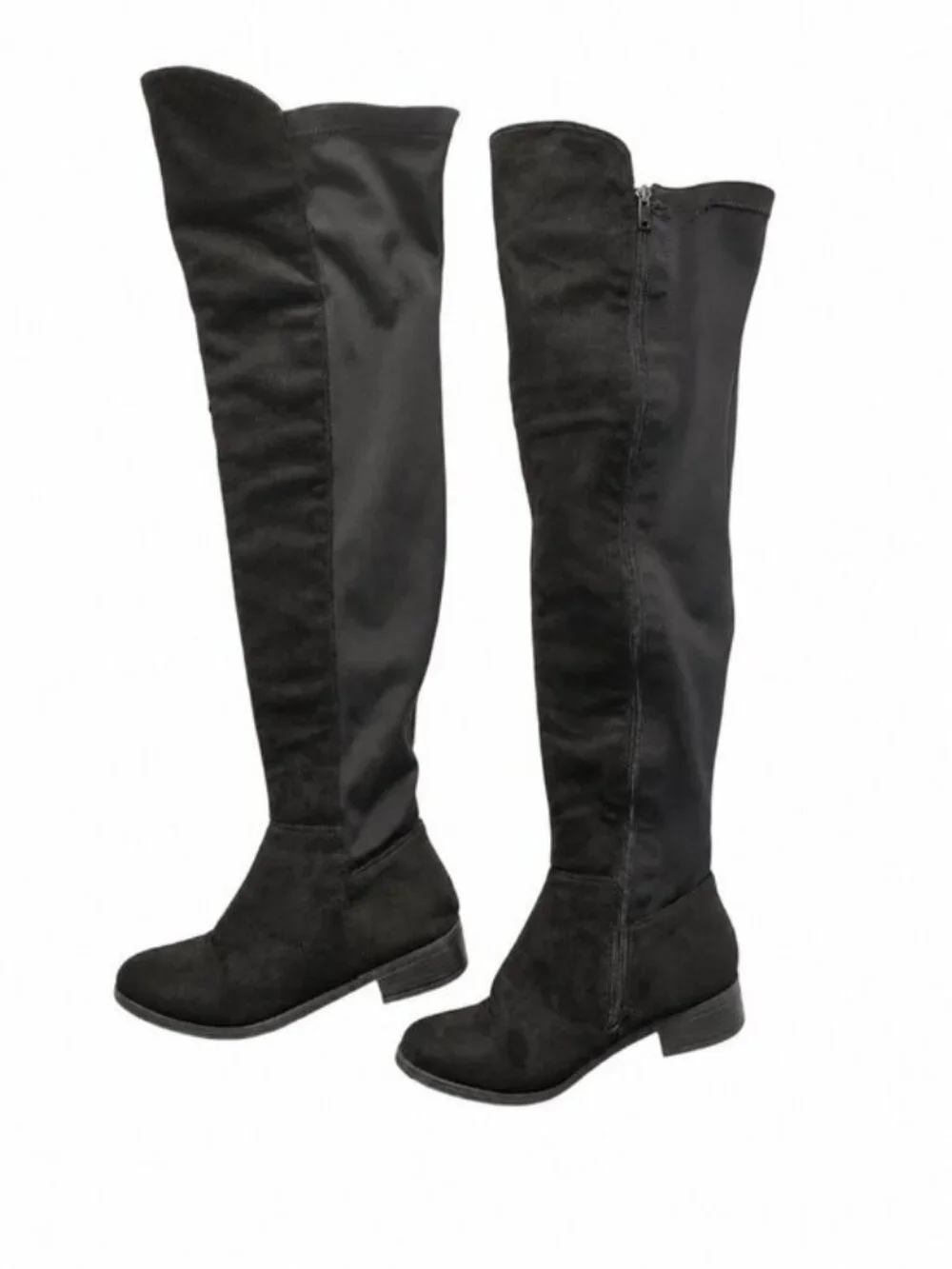 Women's Over-the-Knee Black Boots Size 9 Stretch Back Riding Style